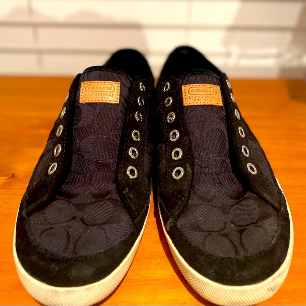 Men's COACH Brad Black Canvas Sneaker With Logo Size 9M